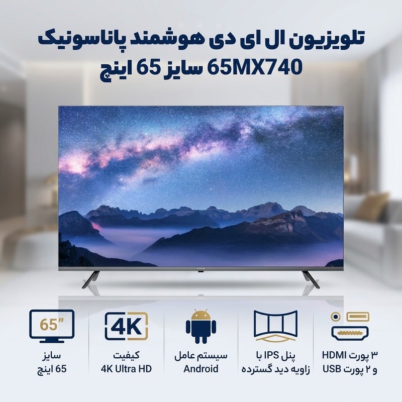 تلویزیون ال ای دی هوشمند پاناسونیک مدل 65MX740 سایز 65 اینچ
